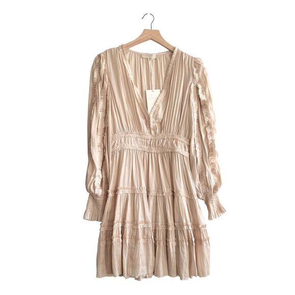 Ulla Johnson Gemma Plisse Mini Dress In Dawn, Size 6, New with Tag, $575 MSRP - Picture 2 of 16